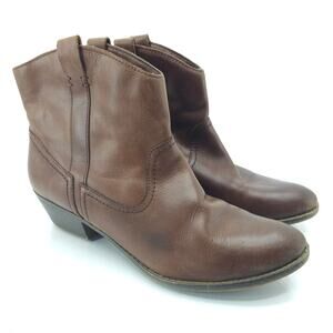 Kenneth Cole Reaction Tale Spin Brown Leather Ankle Boots 8.5 Western